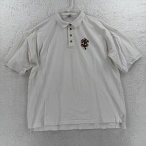 Vintage Crazy Shirts Polo Shirt Mens XL White Gecko Espresso Graphic Hawaii 90s